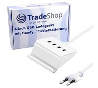 Trade-Shop Chargeur USB 4 ports compatible avec Honor Play / 8 Pro / 9 Razer Phone & Razer Phone 2 Google Pixel 2 XL Idol 5S LG V30 BQ Aquaris X Pro Wileyfox Swift 2X
