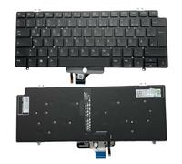 Trade-Shop Clavier allemand QWERTZ pour ordinateur portable avec rétroéclairage compatible avec Dell Latitude 7410 2 en 1 remplace 0RR5WC, PK132UG2C16 Noir