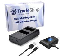 Trade-Shop Double batterie USB Chargeur rapide pour 2 batteries avec écran LCD pour Canon EOS 2000D 4000D Rebel T3 T5 T6 Kiss X50 X70 LPE10 remplace LC-E10