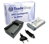 Trade-Shop Kit 2 en 1 : batterie 1250 mAh + chargeur LED et câble de charge allume-cigare compatible avec Canon PowerShot SX620 SX720 SX730 SX740