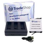 Trade-Shop Kit 2 en 1 : batterie 2300 mAh + USB-C LCD triple chargeur compatible avec DJI Osmo Action 3/4/5, BCX202, BCX204/accessoires pour caméra d'action