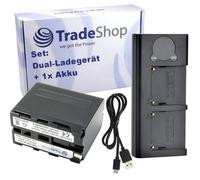 Trade-Shop Kit 2 en 1 : batterie 6800 mAh + chargeur USB double LCD pour 2 batteries compatible avec les appareils photo Sony caméscopes numériques tels que CCD DCR DSC MVC Serie