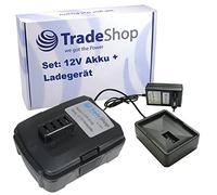 Trade-Shop Kit 2 en 1 : batterie Li-ion 12 V/2000 mAh + chargeur 10,8 V/12 V pour AEG/Ryobi CS120L CSDT1202 CR1201 CH120L CKF120LM CSDT1201N5 CS120 CS1201