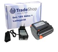 Trade-Shop Kit 2 en 1 : batterie Li-ion 18 V 2000 mAh + chargeur compatible avec Gardena 8833-20 09840-20 9840-20 9840 09839-20 9839-20 9839 08833-20 BLi-18