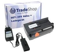 Trade-Shop Kit 2 en 1 : batterie Li-Ion 25 V 4000 mAh + chargeur et bloc d'alimentation pour tondeuse Gardena 380LI 380C 380EC