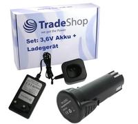 Trade-Shop Kit 2 en 1 : batterie Li-ion 3,6 V/2500 mAh + chargeur compatible avec Panasonic EY3610-LA1J EY7410LA1X remplace EY9L10 EZ9L10 EY9L10B, ABB Stotz SDF-AK 1000