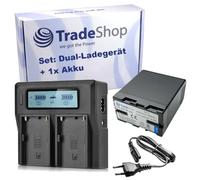 Trade-Shop Kit 2 en 1 : batterie Li-ion 4,4 Ah + chargeur double USB LCD avec câble d'alimentation compatible avec Sony BP-U30 BP-U35 BP-U60 BP-U65 BP-U70 BP-U90 BP-U95