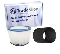 Trade-Shop Kit 2 en 1 : filtre rond + filtre en mousse compatible avec Bosch GAS 15, 20, 25, 15 L, 20 L SFC, 1200, 12-25/12-25 PS, 15 L Professional