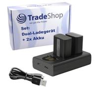 Trade-Shop Kit 3 en 1 : 2 batteries 1,3 Ah + micro USB type C double chargeur rapide LCD station de charge compatible avec Sony NP-FW50 / appareil photo numérique caméscope numérique