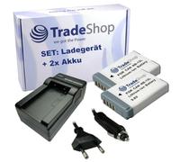 Trade-Shop Kit 3 en 1 : 2 batteries 1250 mAh + chargeur LED avec câble de charge voiture compatible avec Canon PowerShot SX620 SX720 SX730 SX740