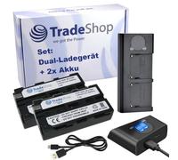 Trade-Shop Kit 3 en 1 : 2 batteries 2,4 Ah + chargeur rapide USB Dual LCD compatible avec Sony NP-F950 NP-F960 NP-F970 NP-F530 NP-F570 NP-F750SP Grundig BP-8 BP-9 BP-10