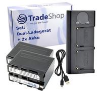 Trade-Shop Kit 3 en 1 : 2 batteries 6800 mAh + chargeur USB double LCD compatible avec Sony NP-F330 NP-F530 NP-F550 NP-F570 NP-F730 NP-F750 NP-F930 NP-F950