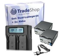Trade-Shop Kit 3 en 1 : 2 batteries Li-ion 4,4 Ah + chargeur double USB LCD avec câble d'alimentation compatible avec Sony BP-U30 BP-U35 BP-U60 BP-U65 BP-U70 BP-U90 BP-U95