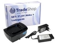 Trade-Shop Kit : batterie Li-ion 21,6 V/4000 mAh + chargeur compatible avec Hilti AG 4SA22 125, GTB 6XA22, GFB 6XA22, GPB 6XA22, BX 3L02