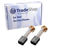 Trade-Shop Lot de 2 balais de charbon 6 x 10 x 15 mm pour Makita 3620, 4302C, HK0500, HR2000 remplace 191904-8 CB113 avec ressort, arceau