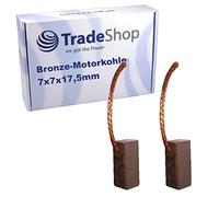 Trade-Shop Lot de 2 balais de charbon de bronze 7 x 7 x 17,5 mm Longueur du câble 40 mm pour de nombreux moteurs automobiles et outils électriques 12-24 V
