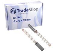 Trade-Shop Lot de 2 balais de charbon de moteur 6 x 6 x 25 mm compatibles avec KitchenAid 5KSM5AER0 5KSM5AMY0 5KSM5EER4 5KSM5EMY4 5KSM45EWH4 5KSM125BAC4 5KSM125BCU4