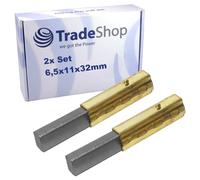 Trade-Shop Lot de 2 balais de charbon moteur 6,5 x 11 x 32 mm compatibles avec Numatic GVE370 CT570 CTD570 WV570 WVD570 WVD570 WVD572 WV750 Aspirateur lave-linge