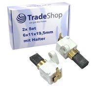 Trade-Shop Lot de 2 balais de charbon moteur 6 x 11 x 19,5 mm avec support compatible avec Stihl E14, E140, E160, E180C pour scie électrique remplace 1208 007 1001