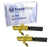 Trade-Shop Lot de 2 balais de charbon moteur 6 x 11 x 32 mm Compatible avec Kärcher 6.610-258.0 Compatible avec Nilfisk 230180 / Accessoires d'aspirateur