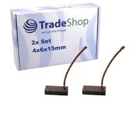 Trade-Shop Lot de 2 balais de charbon pour moteur 4 x 6 x 15 mm Longueur du câble 40 mm Pour de nombreux moteurs automobiles 12-24 V