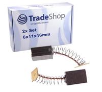 Trade-Shop Lot de 2 balais de charbon pour ponceuse Parkside XQ600 6 x 11 x 16 mm