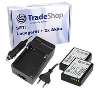 Trade-Shop Lot de 2 batteries de rechange pour Canon LP-E10 850 mAh + chargeur pour Canon EOS 1100D 1200D 1300D 2000D 4000D USB