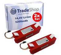Trade-Shop Lot de 2 batteries Li-ion 14,4 V/5,2 Ah compatibles avec Xiaomi, Mova S10 Plus, RLS42SD, Z10 Pro, RLS5D, Mijia SDJQR02RR, Millet Sweeper, Dreame X30 Ultra