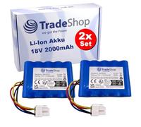 Trade-Shop Lot de 2 batteries Li-ion 18 V / 2000 mAh compatibles avec Lux-Tools AMR300-24, compatibles avec Practixx PX-RRM-600Wi et Scheppach RLM500
