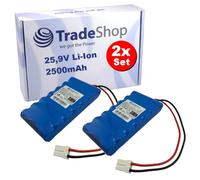 Trade-Shop Lot de 2 batteries Li-ion 25,9 V 2,5 Ah compatibles avec les tondeuses à gazon Techline Next Tech D1, X1, DX2, LX2, SX2, LX2 ZR, Q, Quad L6, X2.5, X2.9