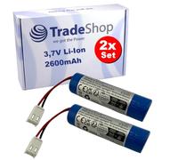 Trade-Shop Lot de 2 batteries Li-ion 3,7 V / 2600 mAh compatibles avec Leifheit Dry&Clean 51000 51002 51113 51114 51146, nettoyeur de vitres classique 51102