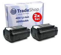 Trade-Shop Lot de 2 batteries Li-ion 36 V/40 V / 3000 mAh compatibles avec Ryobi BPL3650D2 BPL3660D BPL3690D 5133002166 5133002772 5133004387 5133004458 513300458 513300458 30018 75 OP4026