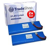 Trade-Shop Lot de 2 batteries Li-Ion haute performance 21,6 V 4000 mAh 86 Wh pour tondeuse à gazon Husqvarna 265 ACX G2-2, Automower 265 ACX (2012, 2013, 2014, 2015)