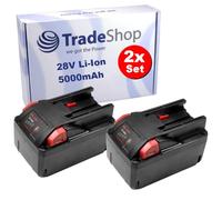 Trade-Shop Lot de 2 batteries Li-ion pour outils 28 V 5000 mAh Compatible avec meuleuse d'angle AEG, HD28 AG, HD28 AG, HD28 CS, HD28 MS, V28 CS, V28 MS