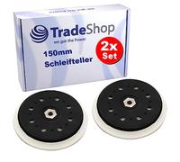 Trade-Shop Lot de 2 disques de ponçage fermeture auto-agrippante - Diamètre : 150 mm - 15 trous - Dur - Noir et blanc - Compatible avec Makita BO6050 - Remplacement pour Makita 197315-5