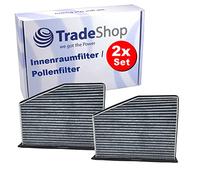 Trade-Shop Lot de 2 filtres d'habitacle / filtre à pollen / filtre à charbon actif pour véhicules Audi VW Seat Skoda Mercedes-Benz Vauxhall Vectra