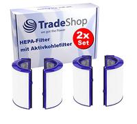 Trade-Shop Lot de 2 filtres HEPA avec filtre à charbon actif compatible avec Dyson TP07 TP08 TP09 TP7A PH3A remplace 97034101 96543201 / ventilateur purificateur d'air