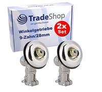 Trade-Shop Lot de 2 têtes de transmission à 9 dents pour débroussailleuse avec tube de 28 mm M10 x 1,25 filetage à gauche