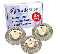 Trade-Shop Lot de 3 disques abrasifs turbo professionnels 125 x 22,2 mm compatibles avec meuleuse d'angle DeWalt Festool Hilti Flex, Collomix