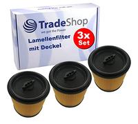 Trade-Shop Lot de 3 filtres à lamelles / filtres ronds / filtres plissés / cartouche filtrante pour aspirateur à eau Grizzly Lidl Parkside Caramba Aspirateur à poussière