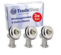 Trade-Shop Lot de 3 têtes de transmission d'angle pour arbre d'entraînement à 9 dents, tube de 28 mm, compatible avec Powermat, Brast, Fuxtec, Timbertech, AL-KO