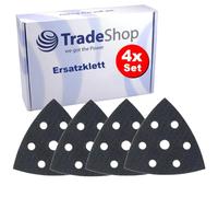 Trade-Shop Lot de 4 bandes fermeture auto-agrippante de rechange, 93x93x93 mm, autocollants, triangulaires, compatible avec Bosch PDA 180 E, compatible avec Parkside PDS 290 C3, PDS 290 B2, PDS 290 A1