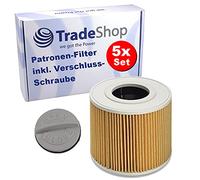 Trade-Shop Lot de 5 filtres à cartouche avec vis de verrouillage pour Kärcher 6.414-789 6.414-789.0 NT 27/1 ME Professional NT 48/1 TE Professional