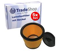 Trade-Shop Lot de 5 filtres ronds à cartouche/filtres d'aspirateur avec couvercle pour Lidl Parkside PNTS 1500 D1, PNTS 1500 D5, PNTS 23 E