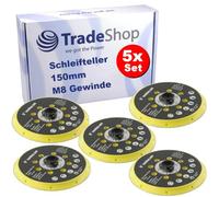 Trade-Shop Lot de 5 plateaux de ponçage 150 mm compatibles avec ponceuse excentrique Trade-Shop BO6030 BO6040, compatibles avec Festool RO1 ET2 ES150 ETS150