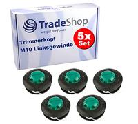 Trade-Shop Lot de 5 têtes de coupe à double fil M10 x 1,25 mm Filetage intérieur gauche compatible avec Emak Efco Oleo-Mac débroussailleuse avec engrenage angulaire