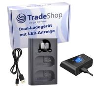 Trade-Shop Micro-USB USB-C Double Batterie Chargeur Rapide pour 2 Batteries avec LCD Compatible avec Panasonic DMW-BLK22 BLK22E BLK22GK DMW-BTC15E