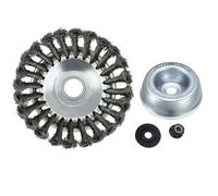 Trade-Shop Roue en acier / brosse en acier / tête de coupe avec kit adaptateur compatible avec Stihl, Worx, Black & Decker, Husqvarna