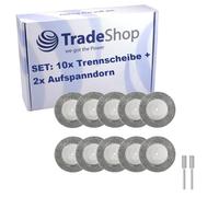 Trade-Shop Set : 10 disques à tronçonner 50 mm + 2 mandrins de serrage compatibles avec Dremel, compatibles avec les outils multifonctions Proxxon D29