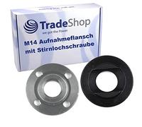 Trade-Shop Support de bride de 22,23 mm avec chevalet + vis de rechange M14 compatible avec meuleuse d'angle DeWalt Bosch Flex (diamètre intérieur : 16 mm)